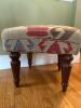 Kilim-Style Upholstered Footstool With Turned Wooden Legs - 5