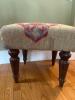 Kilim-Style Upholstered Footstool With Turned Wooden Legs - 6