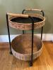 Wicker and Metal Two-Tier Bar Cart with Casters