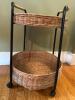 Wicker and Metal Two-Tier Bar Cart with Casters - 4