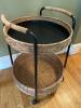 Wicker and Metal Two-Tier Bar Cart with Casters - 5