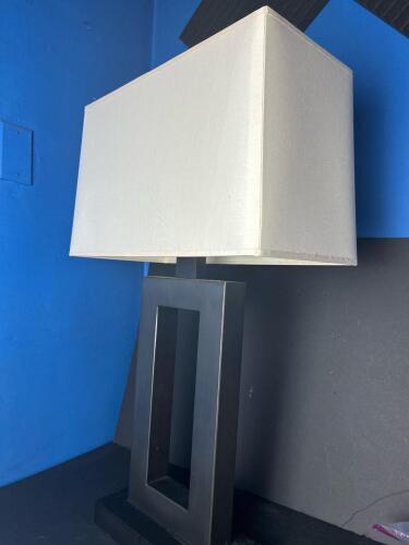 Modern Rectangular Table Lamp With Black Open Frame Base