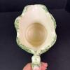 Green Spongeware Pottery Pitcher With Scalloped Rim - 3