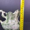 Green Spongeware Pottery Pitcher With Scalloped Rim - 5