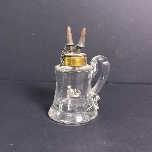 Vintage Glass and Brass Miniature Oil Lamp