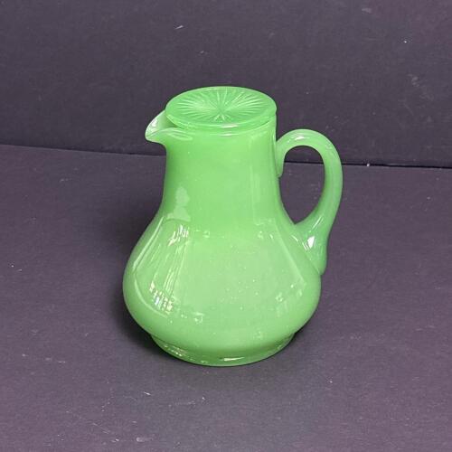 Green Glass Pitcher with Starburst Lid