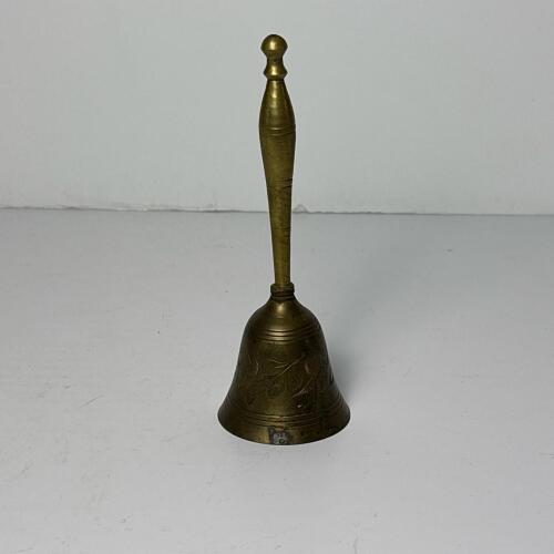 Brass Hand Bell with Engraved Floral Motif