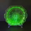 Ornate Green Uranium Glass Plate