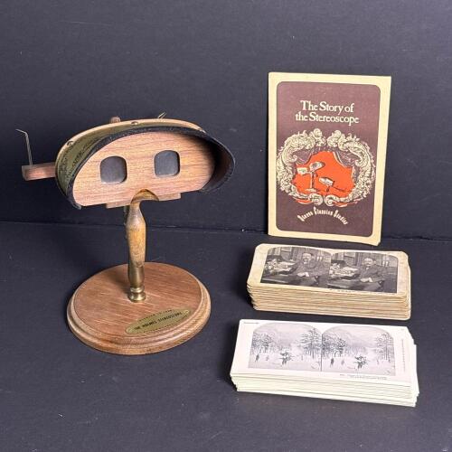 Holmes Stereoscope Viewer with Stereograph Cards and Booklet