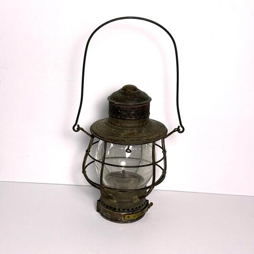 Vintage Railroad Lantern with Clear Glass Globe