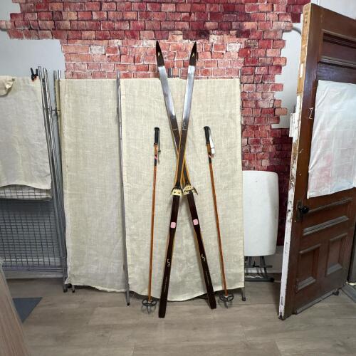 Vintage Madshus Wooden Skis with Splitkein Poles