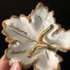 Leaf Shaped Ceramic Trinket Dish with Gilt Trim - 3