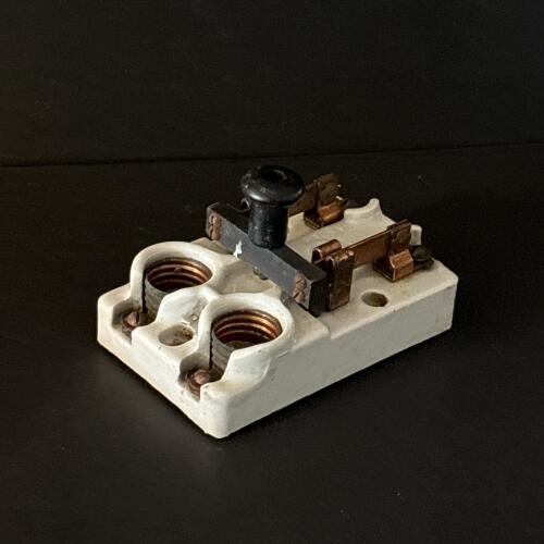 Vintage Ceramic Knife Switch with Fuse Holders
