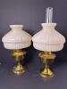 Pair of Aladdin Model 23 Brass Oil Lamps with Glass Shades