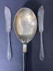 Serving Spoon with Black Handle and Pair of Silverplate Butter Knives - 2