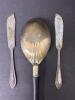 Serving Spoon with Black Handle and Pair of Silverplate Butter Knives - 3