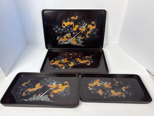 Lacquer Trays with Dragon Motif, Ling Won Gang, Chaochow, China
