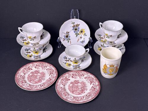 English Bone China Tea Cups and Saucers, Plates, Commemorative Mug