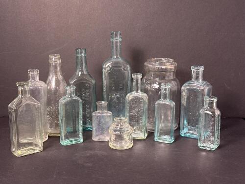 Antique Glass Bottles and Inkwell Collection, Early 20th Century