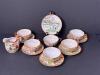 Japanese Porcelain Tea Cups, Saucers and Creamer, Geisha-Style