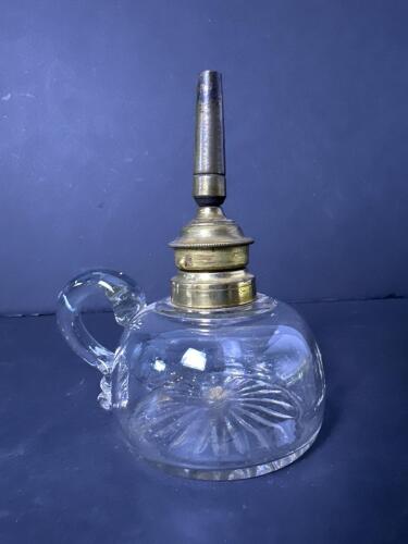 Glass and Brass Oil Lamp with Handle