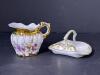 Nippon Hand Painted Porcelain Creamer and Handled Dish Set - 2