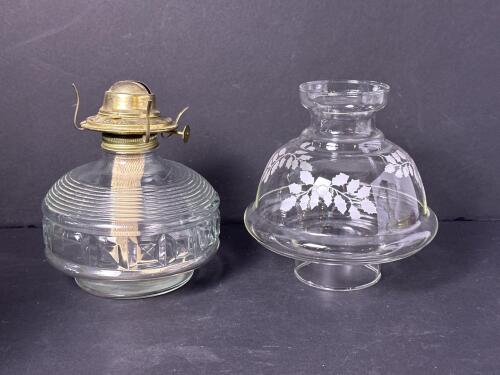Antique Glass Kerosene Oil Lamps, Early American-Style