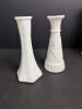 Five Milk Glass Vases in Diamond Pattern, Brody Co. Cleveland - 5