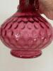 Cranberry Glass Vase With Ruffled Rim and Hobnail Pattern - 4