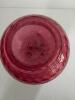 Cranberry Glass Vase With Ruffled Rim and Hobnail Pattern - 6