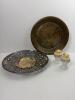 Mixed Kitchen Lot-Pie Pan and Hand Painted Shakers