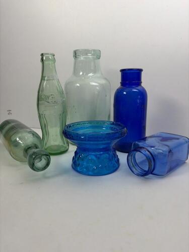 Green Glass and Cobalt Blue Lot