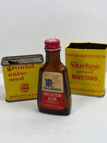 Vintage Spice Tins and Extract Bottle