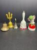 Decorative Table Bells and Jasco Mouse Figurine Grouping