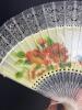 Handheld Fan With Floral and Bird Motif, Pierced Plastic Sticks - 2