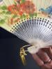 Handheld Fan With Floral and Bird Motif, Pierced Plastic Sticks - 4