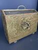 Brass-Style Fireplace Magazine Holder with Embossed Scene