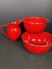 Red Enamelware Bowls and Pitcher Set With Speckled Finish