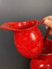Red Enamelware Bowls and Pitcher Set With Speckled Finish - 2