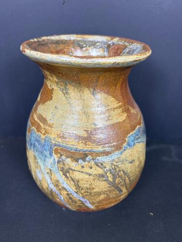Studio Art Pottery Vase With Earth-Tone Glazes