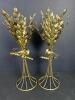 Pair of Gold-Tone Metal Floriform Candleholders in Hollywood Regency Style