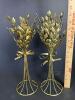 Pair of Gold-Tone Metal Floriform Candleholders in Hollywood Regency Style - 2