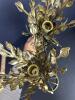 Pair of Gold-Tone Metal Floriform Candleholders in Hollywood Regency Style - 3