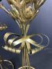 Pair of Gold-Tone Metal Floriform Candleholders in Hollywood Regency Style - 5
