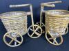 Pair of Small Wicker Tricycle Planters