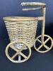 Pair of Small Wicker Tricycle Planters - 2