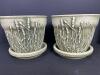Pair of Pottery Flower Pots with Saucers