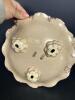 German Majolica-Style Footed Pottery Bowl with Grape Relief - 4
