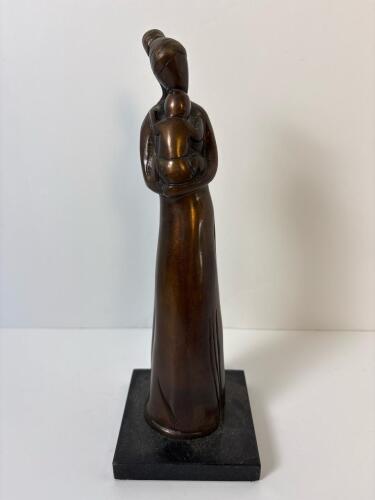 Bronze Modernist Mother and Child Sculpture