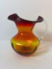 Hand-Blown Art Glass Pitcher in Amberina-Style